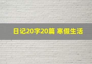 日记20字20篇 寒假生活